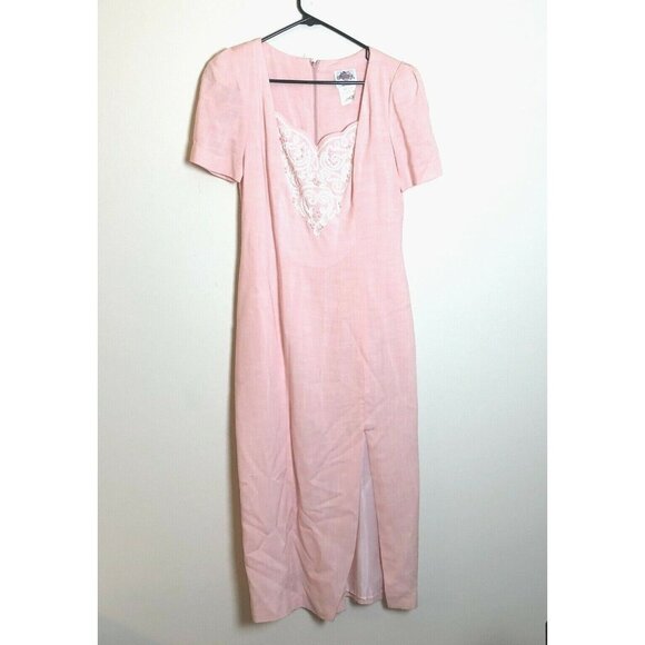 Lang Originals 10 Sheath Dress Queen Anne Beaded Embroidered Womens - Picture 6 of 9